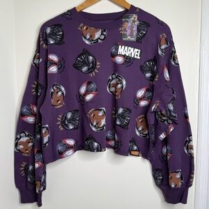 NEW Marvel Black Panther Artist Series Cropped Sweatshirt Size Large Oversized